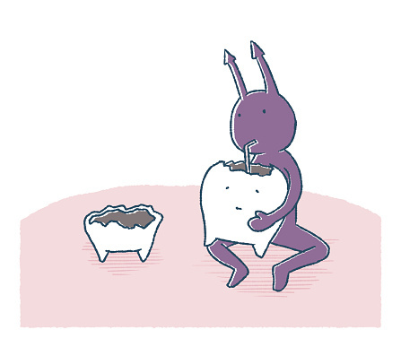 ばい菌と歯のイラスト